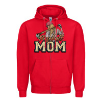 Red Baseball mom Zipper Hoodie - HowdyJamesFarm