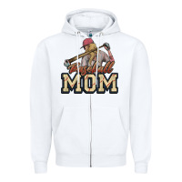 White Baseball mom Zipper Hoodie - HowdyJamesFarm