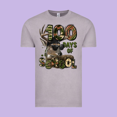 100 Days Of School Hunting Deer Vintage Tee Designed By Lillyallendesigns