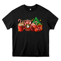 Black Christmas coffee cups with gift and Christmas tree Heavy Core Tee - AdoDesignShop