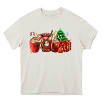 Cream Christmas coffee cups with gift and Christmas tree Heavy Core Tee - AdoDesignShop