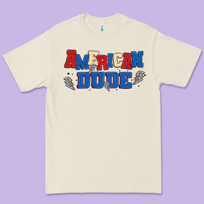 American Dude Premium Tee Designed By Maliassmallbusiness