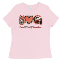 Bubblegum Pink Peace Love Dalmatians Ladies Tee - Jasminsmagicworld