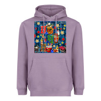 Lavender christmas ho ho ho with coffee cups and ornaments with plaid seamless  Heavyweight Hoodie - BundleAndBundleShop