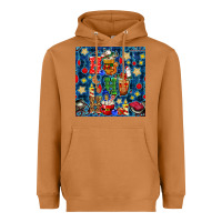 Meerkat christmas ho ho ho with coffee cups and ornaments with plaid seamless  Heavyweight Hoodie - BundleAndBundleShop