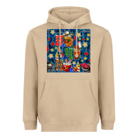 Mushroom christmas ho ho ho with coffee cups and ornaments with plaid seamless  Heavyweight Hoodie - BundleAndBundleShop