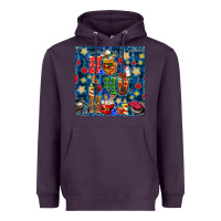 Plum christmas ho ho ho with coffee cups and ornaments with plaid seamless  Heavyweight Hoodie - BundleAndBundleShop