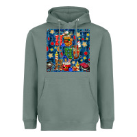Sage christmas ho ho ho with coffee cups and ornaments with plaid seamless  Heavyweight Hoodie - BundleAndBundleShop