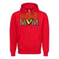 Red Softball mom Zipper Hoodie - HowdyJamesFarm