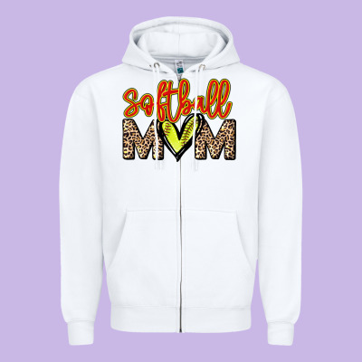 Softball Mom Zipper Hoodie Designed By Howdyjamesfarm