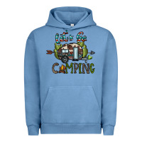 Pigment Pebble Blue let's go camping Urban Hoodie - CowhideDigitalArt