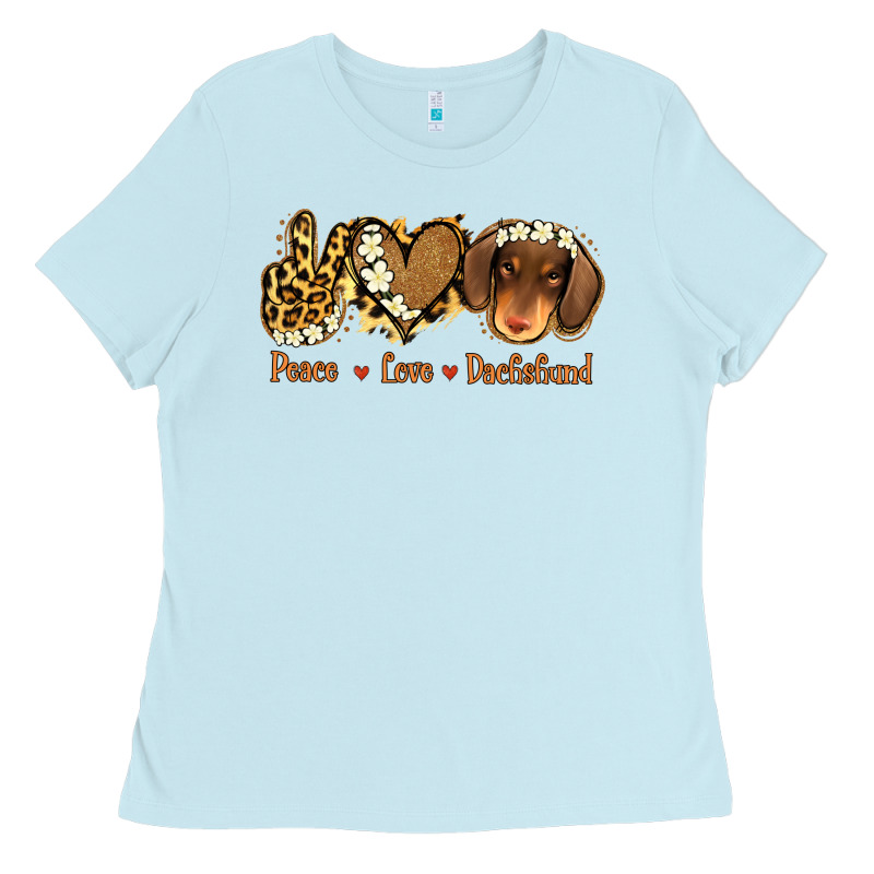Peace Love Dachshund Ladies Tee by Jasminsmagicworld | Teevron