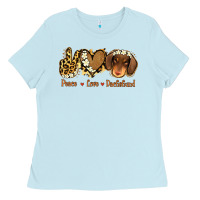 Baby Blue Peace Love Dachshund Ladies Tee - Jasminsmagicworld
