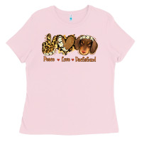 Bubblegum Pink Peace Love Dachshund Ladies Tee - Jasminsmagicworld