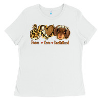 White Peace Love Dachshund Ladies Tee - Jasminsmagicworld