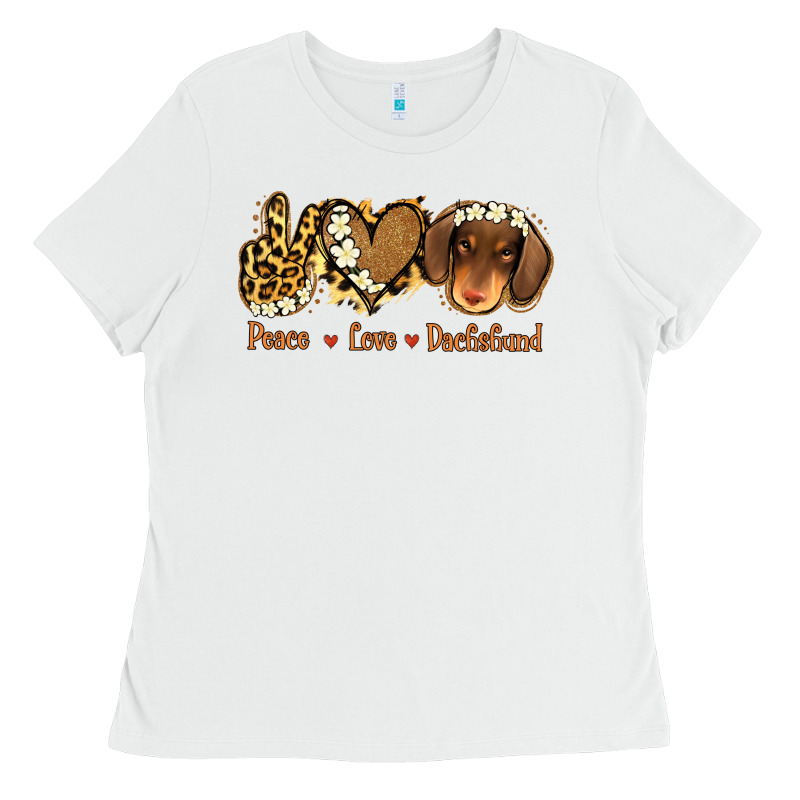 Peace Love Dachshund Ladies Tee by Jasminsmagicworld | Teevron