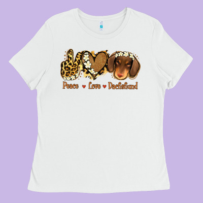 Peace Love Dachshund Ladies Tee Designed By Jasminsmagicworld