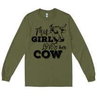 Army Green This Girl Loves Her Cow Long Sleeve Tee - Bettercallsaul