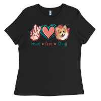 Black Peace Love Corgi Ladies Tee - Jasminsmagicworld