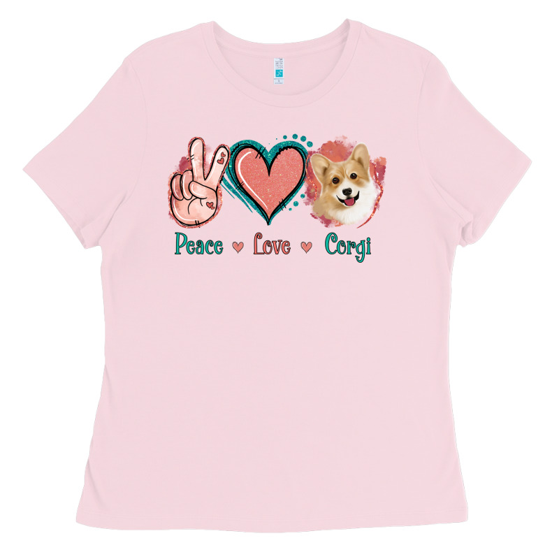 Peace Love Corgi Ladies Tee by Jasminsmagicworld | Teevron