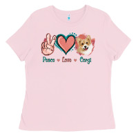 Bubblegum Pink Peace Love Corgi Ladies Tee - Jasminsmagicworld