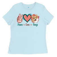 Baby Blue Peace Love Corgi Ladies Tee - Jasminsmagicworld