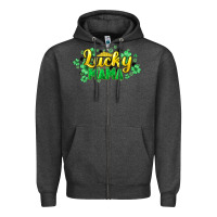Charcoal Heather Lucky mama mother's day Zipper Hoodie - HowdyJamesFarm