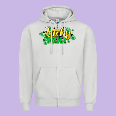 Lucky Mama Mother's Day Zipper Hoodie Designed By Howdyjamesfarm