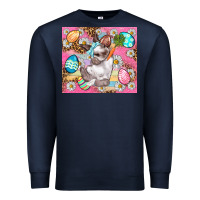 Navy Easter Bunny And Egg With Leopard Pattern Tumbler Premium Sweatshirt - BundleAndBundleShop