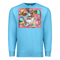 Ocean Blue Easter Bunny And Egg With Leopard Pattern Tumbler Premium Sweatshirt - BundleAndBundleShop
