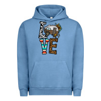 Pigment Pebble Blue love caravan Urban Hoodie - CowhideDigitalArt