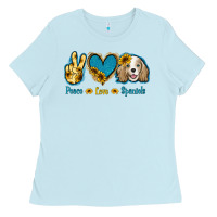 Baby Blue Peace Love Cocker Spaniel Ladies Tee - Jasminsmagicworld