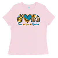Bubblegum Pink Peace Love Cocker Spaniel Ladies Tee - Jasminsmagicworld