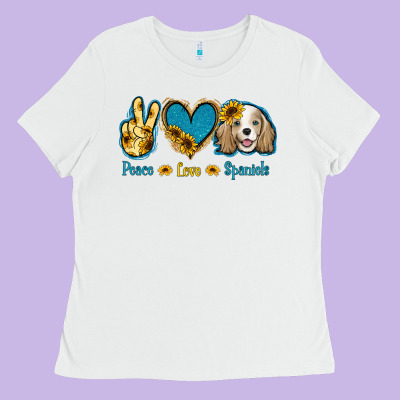 Peace Love Cocker Spaniel Ladies Tee Designed By Jasminsmagicworld