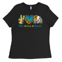 Black Peace Love Cocker Spaniel Ladies Tee - Jasminsmagicworld