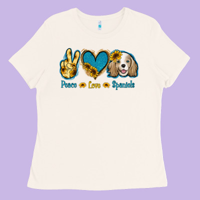 Peace Love Cocker Spaniel Ladies Tee Designed By Jasminsmagicworld