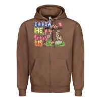 Chestnut Oh how he loves us Easter Day Zipper Hoodie - CowGirlArtShop