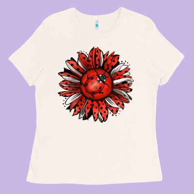 Ladybug Sunflower Ladies Tee Designed By Jasminsmagicworld