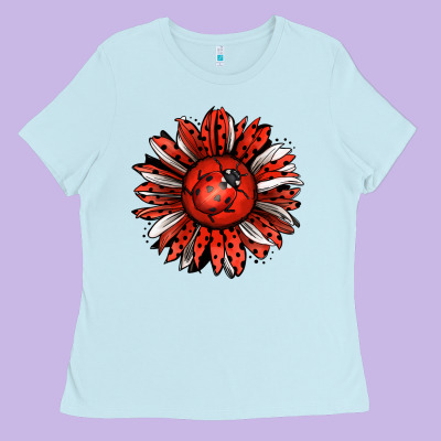 Ladybug Sunflower Ladies Tee Designed By Jasminsmagicworld