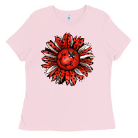 Bubblegum Pink Ladybug Sunflower Ladies Tee - Jasminsmagicworld