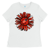 White Ladybug Sunflower Ladies Tee - Jasminsmagicworld