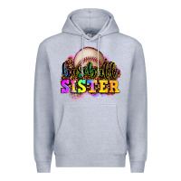 Heather Grey baseball sister Premium Hoodie - OliviaCreatesArt