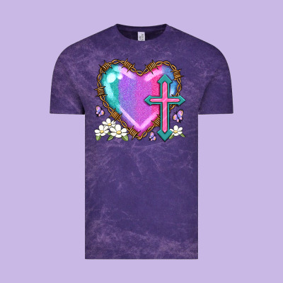 Easter Cross Heart La Vintage Tee Designed By Lillyallendesigns
