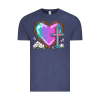 Vintage Denim easter cross heart la Vintage Tee - LillyAllenDesigns