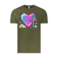 Vintage Olive easter cross heart la Vintage Tee - LillyAllenDesigns