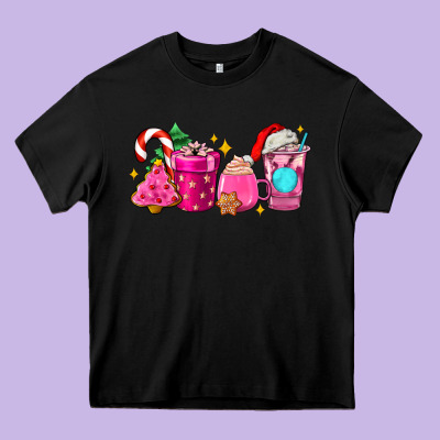 Pink Christmas Coffee Cups Heavy Core Tee Designed By Adodesignshop
