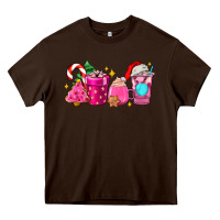 Chocolate Brown pink christmas coffee cups Heavy Core Tee - AdoDesignShop
