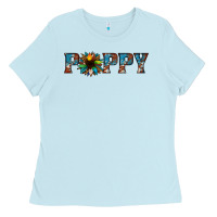 Baby Blue poppy cowhide sunflower Ladies Tee - Jasminsmagicworld