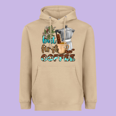 Coffee Cups But First Coffee Bbs Heavyweight Hoodie Designed By Bundleandbundleshop