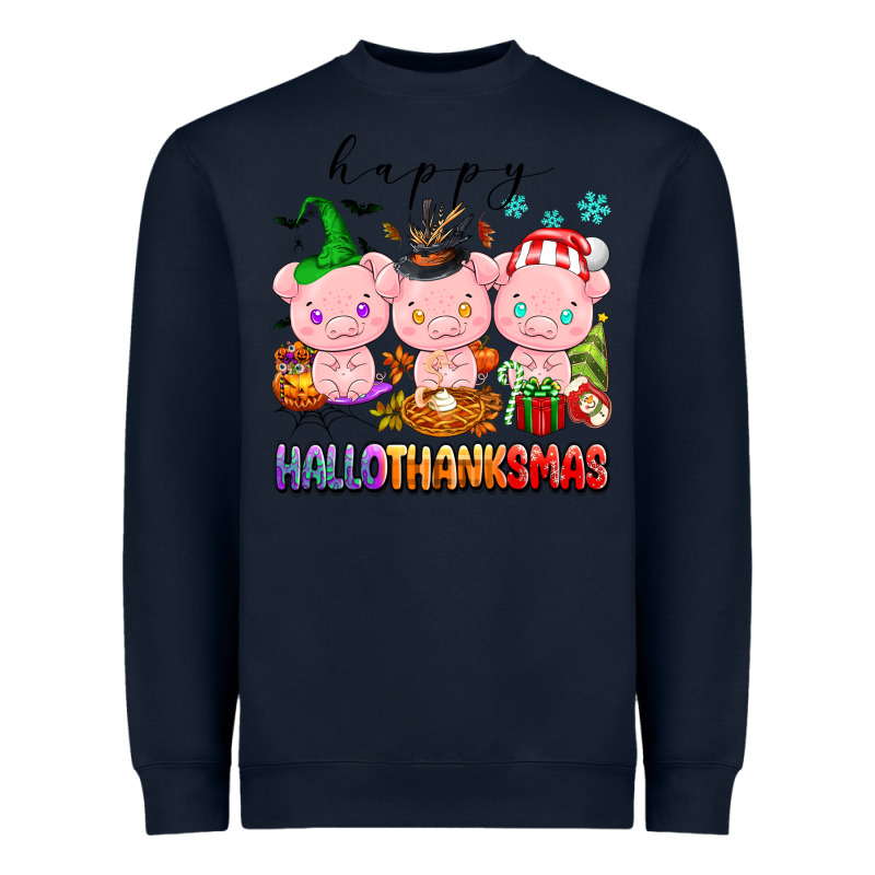 Happy Hallothanksmas Pigs Heavyweight Sweatshirt by texasbilliewilder | Teevron